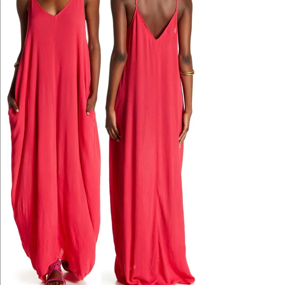 Love Stitch Gauze Maxi Dress, hot pink, S/M